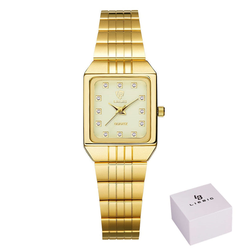 Relógio De Pulso Feminino Aço Inoxidável Dourado